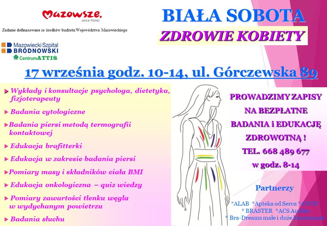 harmonogram wydarzenia Zdrowie Kobiety - Białe soboty