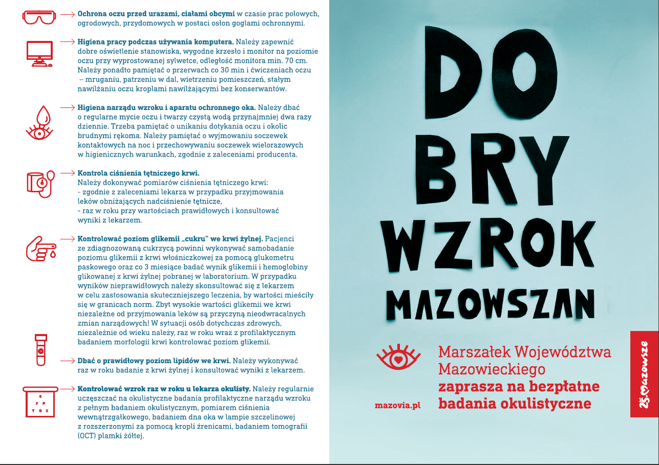 Dobry wzrok Mazowszan ulotka informacyjna