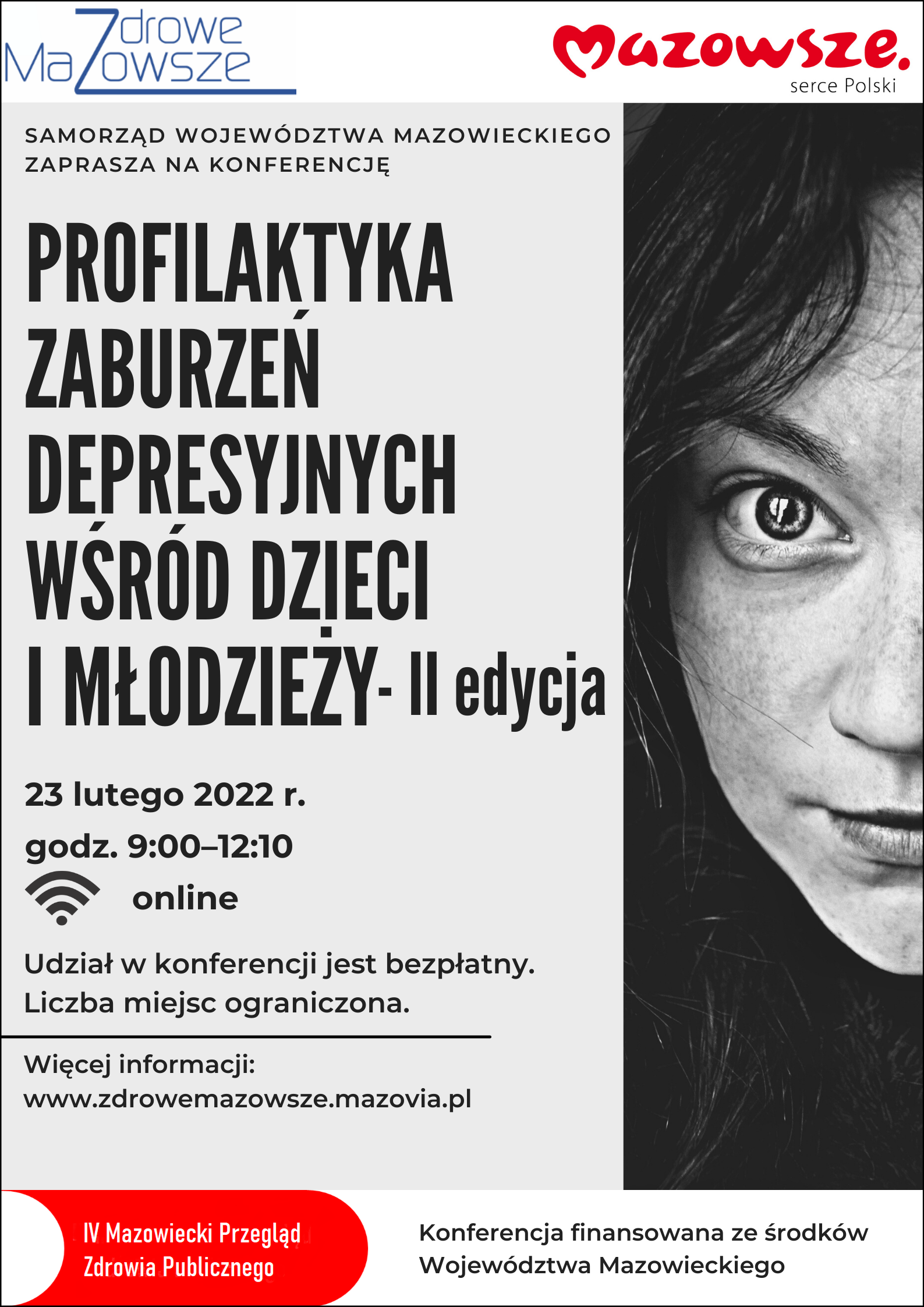 plakat II edycji konferencji pn.: "Profilaktyka zaburzeń depresyjnych wśród dzieci i młodzieży"